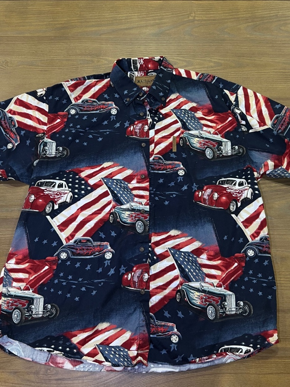 Magellan Sportswear SZ XL Cotton Hot Rod Cars Men's Button Down Shirt
